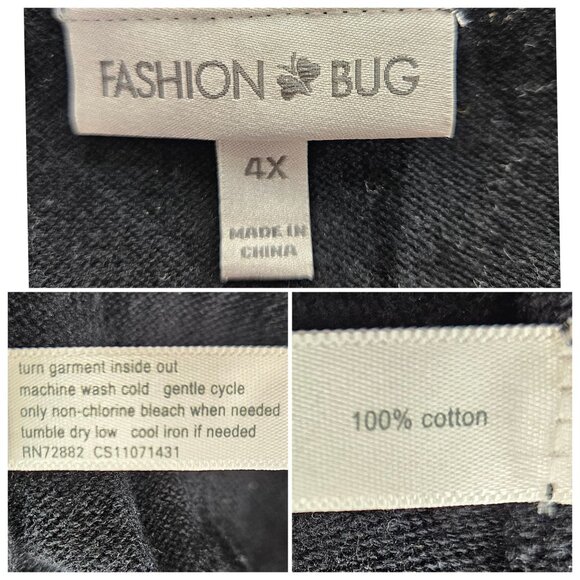 Women Sweater Top Shirt Plus 4X Black Ruffle Pull Over Thin V Neck Long Sleeve - Picture 8 of 8